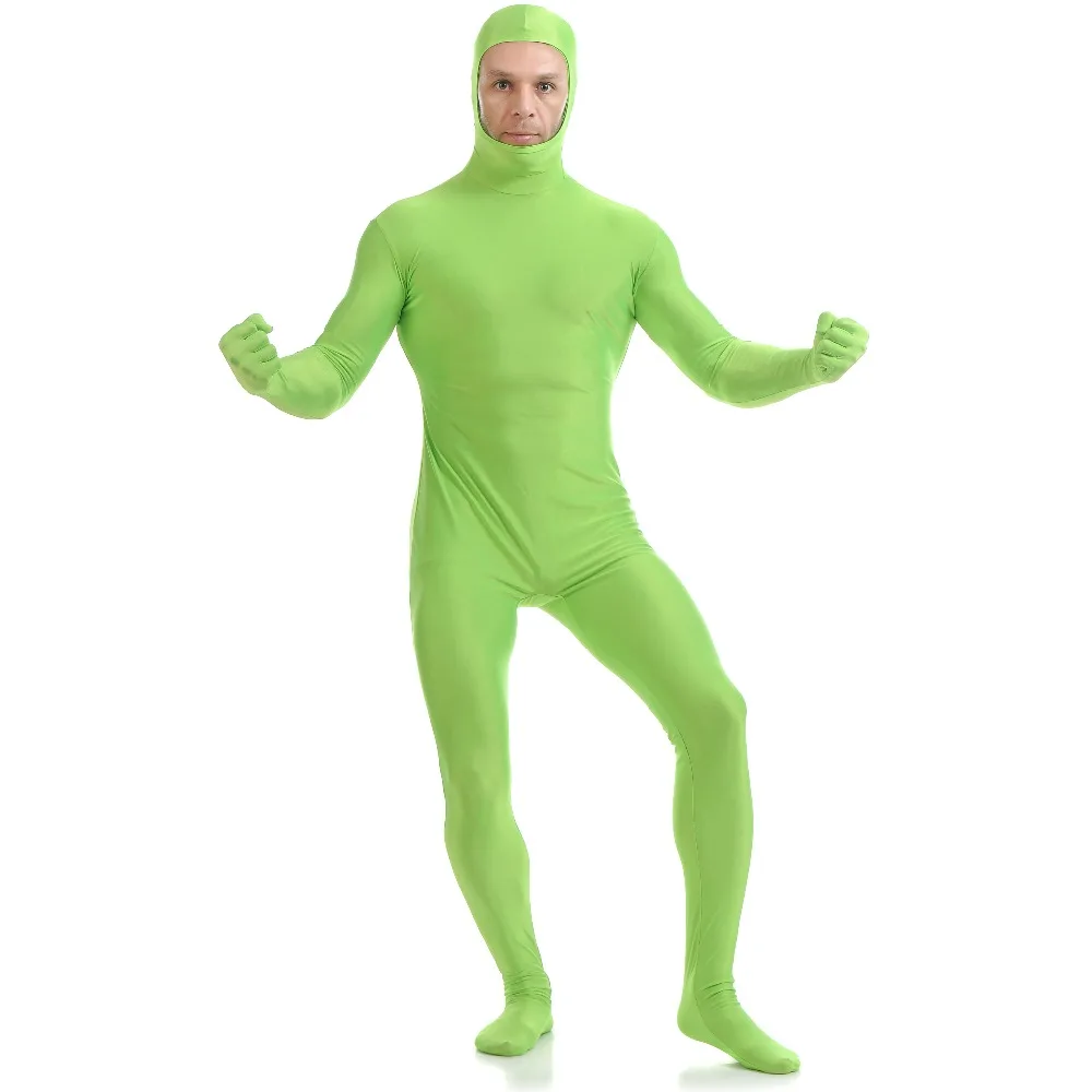 Мужской костюм Zentai нейлоновое боди из спандекса с открытым лицом и лайкры для