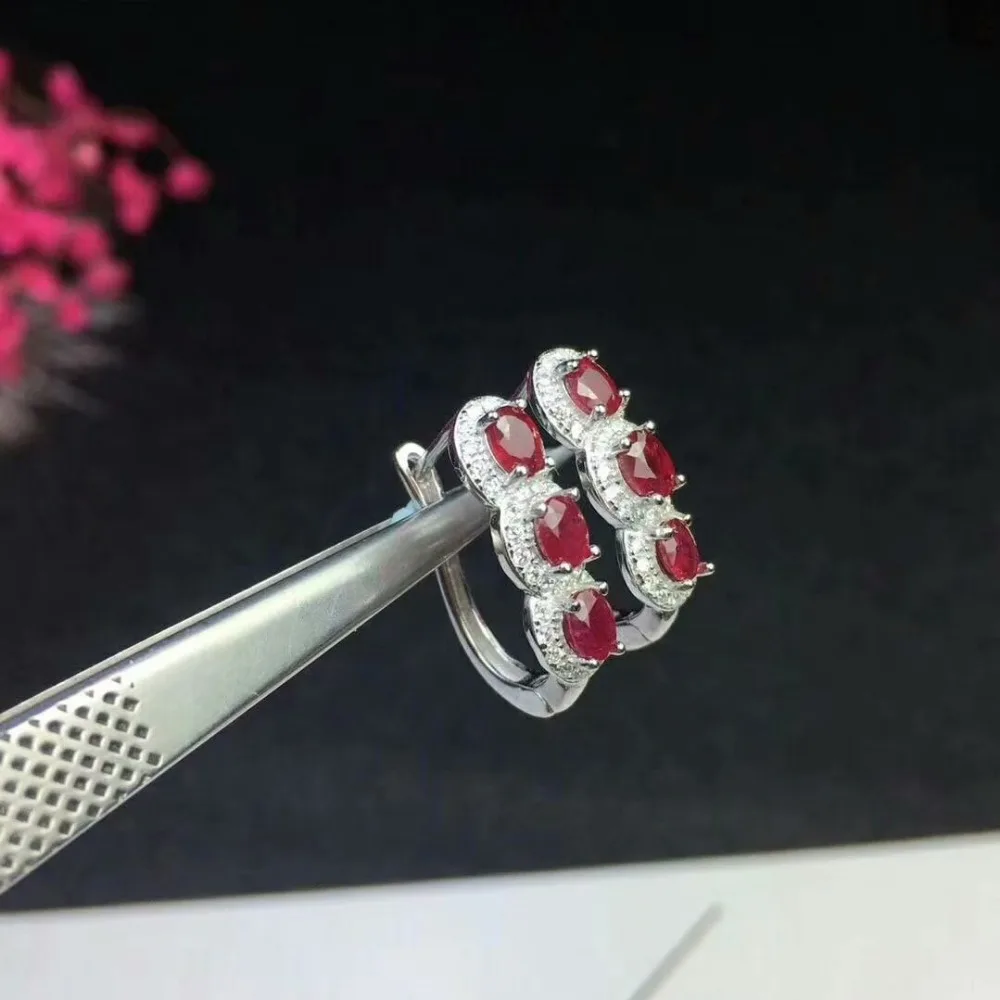 Серьги пусеты shilovem из серебра 925 пробы с натуральным Рубином модные украшения для