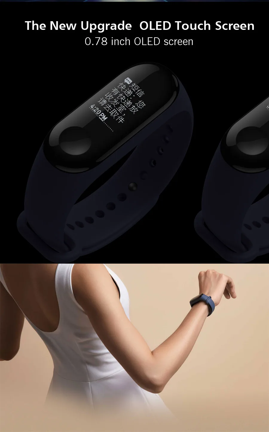 Xiao mi band 3 mi Band 3 фитнес-трекер пульсометр умный Браслет 0,78 ''OLED дисплей тачпад Bluetooth 4,2 Android