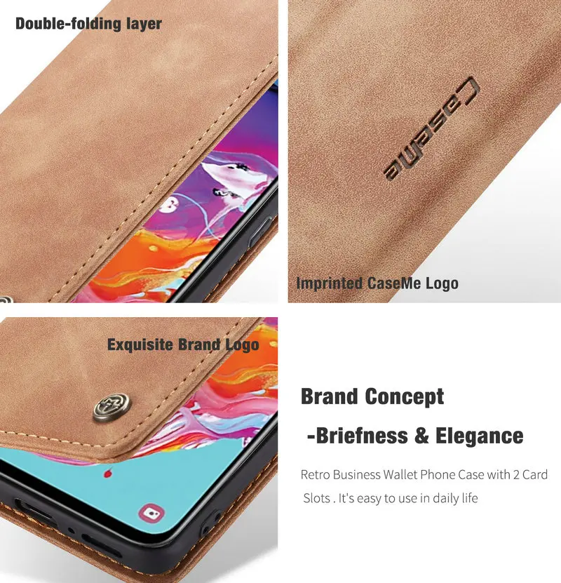 Магнитный чехол CaseMe для телефона samsung Galaxy A70 Ретро Флип-кошелек кожаный чехол для samsung A70 роскошный чехол 360 полная защита