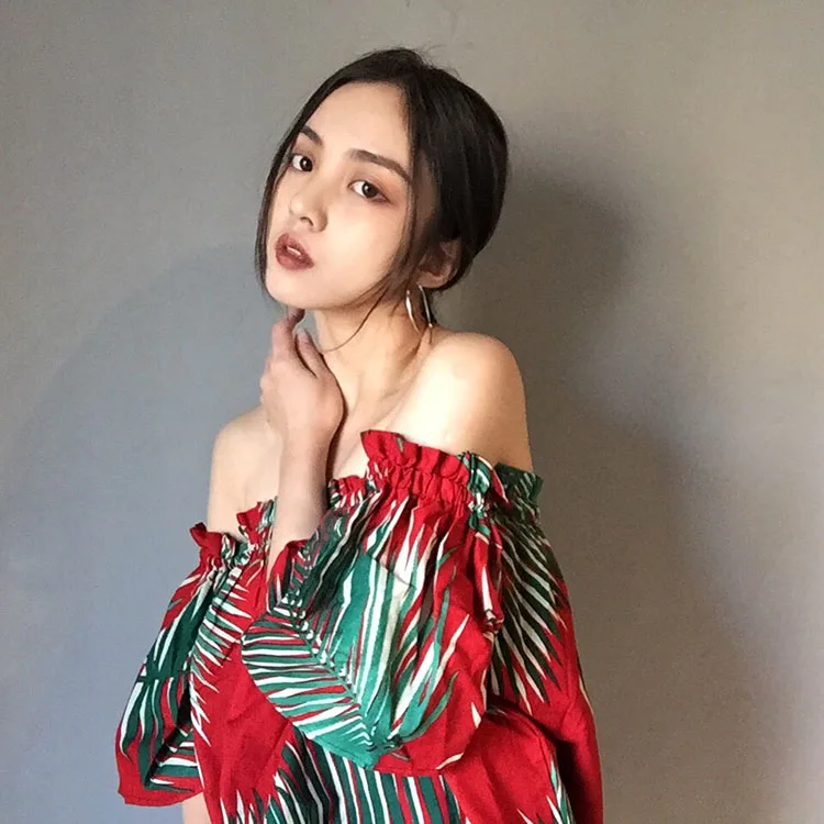 Simplee Длинным рукавом шифона рубашку женщин топы Boho с плеча растениеводство топ