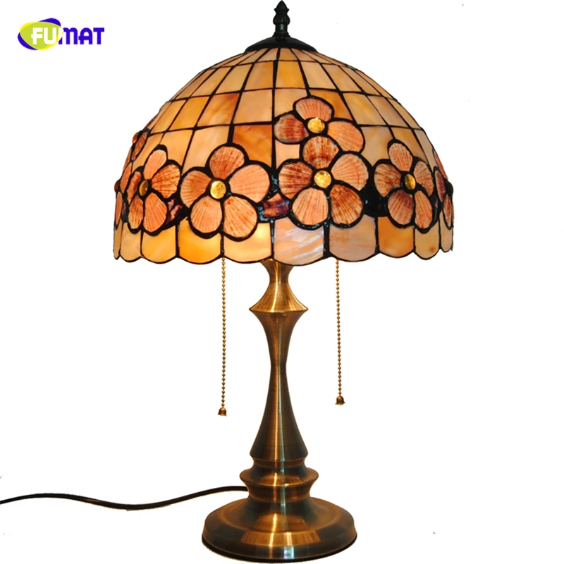 

FUMAT 12 "натуральный корпус розовый цветочный абажур настольные лампы Тиффани витражные Светодиодные Настольные светильники для домашнего д...
