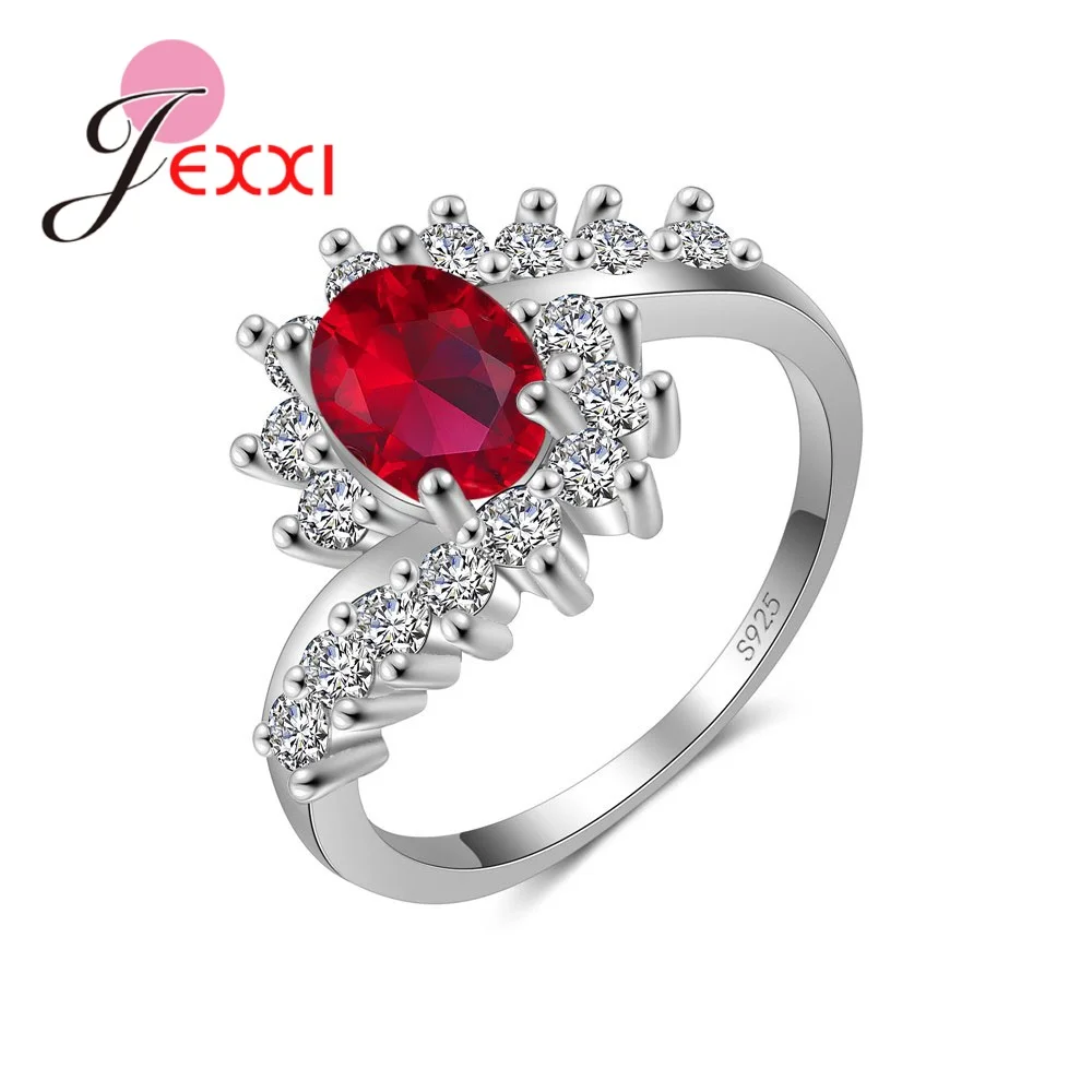 

Noble Symbol Fashion Romantic 925 Sterling Silver Rings With 4 Colors CZ Clear Crystal For Women Girl Fingers Jewelry