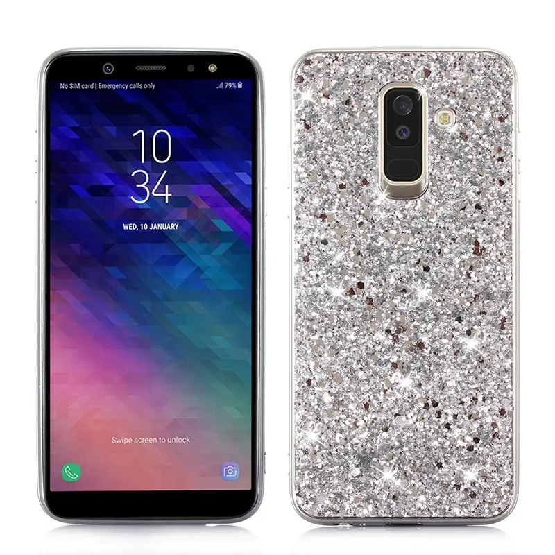 Showkoo Phone Case For Samsung Galaxy A6 Plus Glitter Bling Back Cover A6S 2018 TPU+PC Shell Fundas Shining |