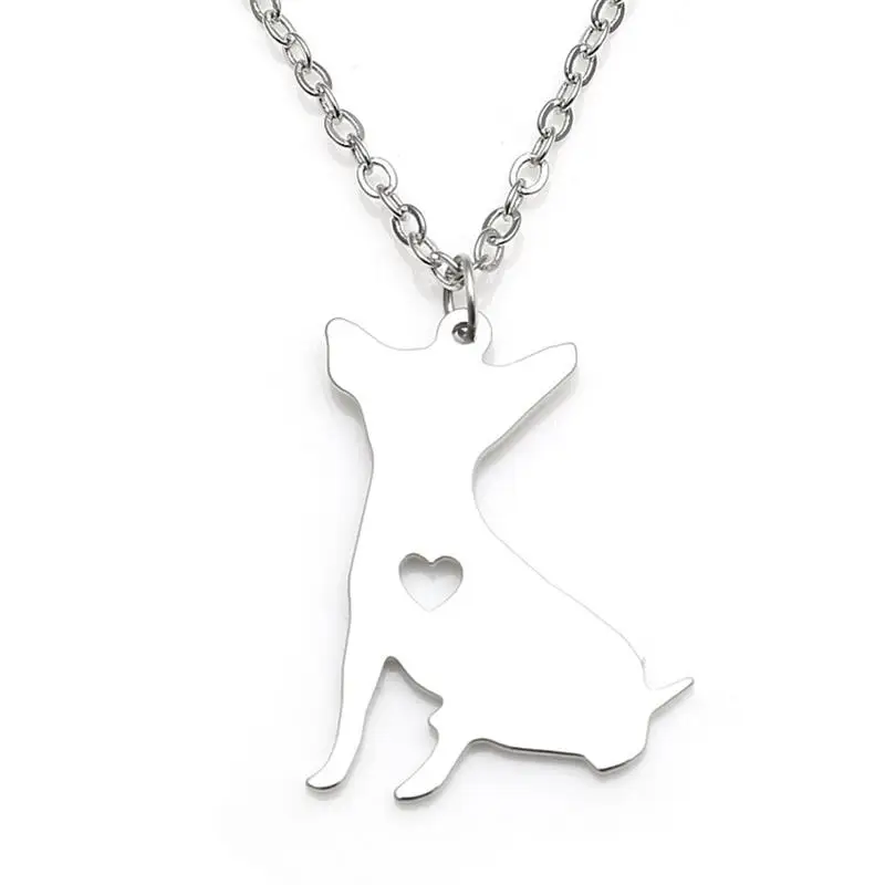 

Stainless Steel Animal Pendant Necklace Love Silk Terrier Dog Necklace Men and Women Jewelry Valentine's Day Gift