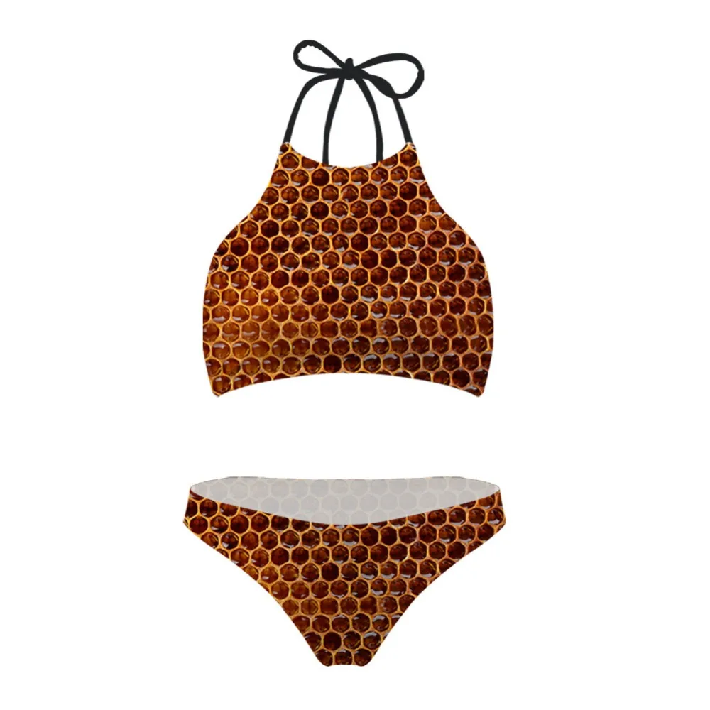Women Sexy Swimsuit High Neck Backless 3D Vivid Print Female Bikini Set Summer Bathing Suits Beach Halter Swimming |