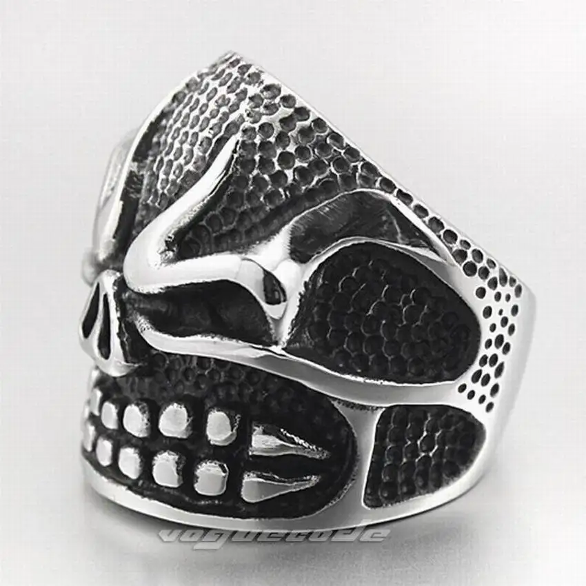 Мужское байкерское кольцо в стиле панк с сердитым черепом из нержавеющей стали