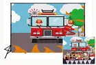 Фотофон с пожарным грузовиком, фото заднего фона, пожарный, детский душ, фото плакат для студийного реквизита