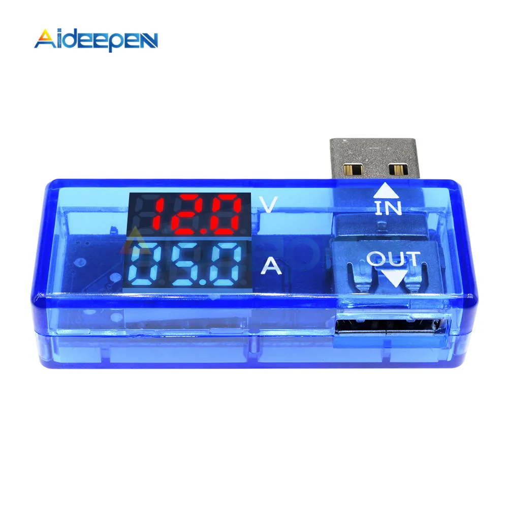 Мини 5 в двойной цифровой вольтметр Амперметр Красный Синий USB измеритель