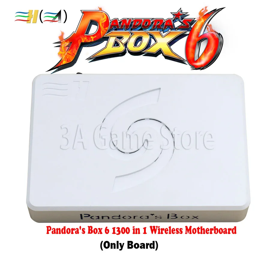 Оригинальная коробка Пандора 6 беспроводная версия 1300 в 1 mothboard поддержка fba mame ps1 игра с беспроводным передатчиком 3D Tekken pacman