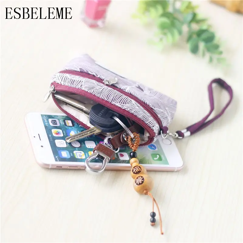 2019 Для женщин матерчатые мешки для на молнии отделение хранения монет лиственным