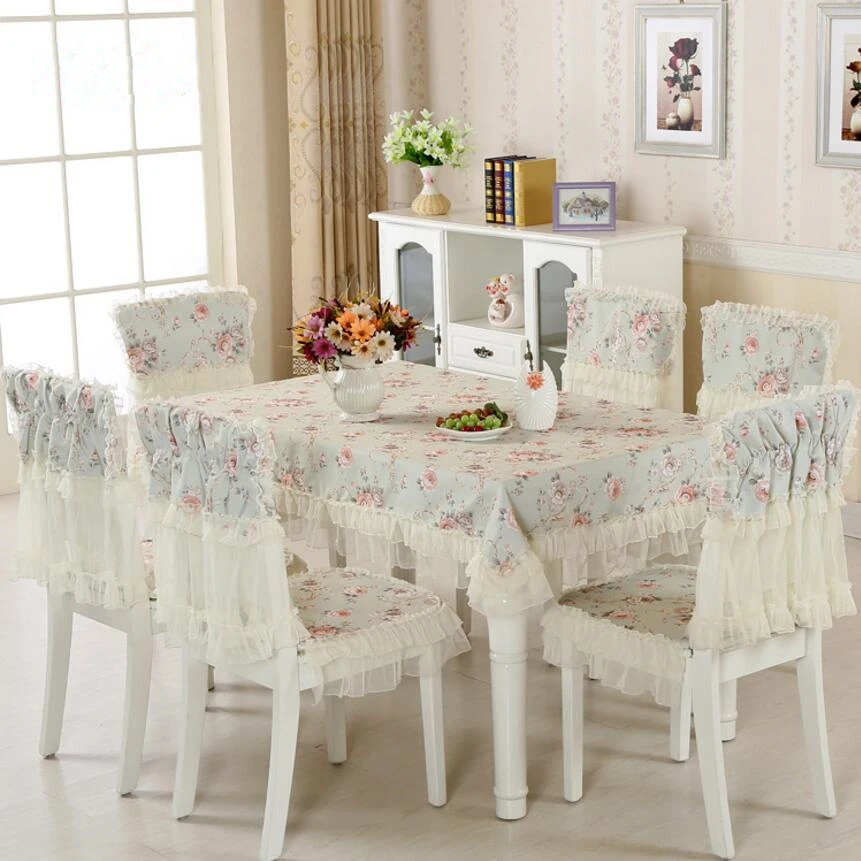 13pcs/Set of Table Cover Chair and Mat Pastoral Style Rectangular Tablecloth Dust Proof Cloth Home Decoration | Дом и сад