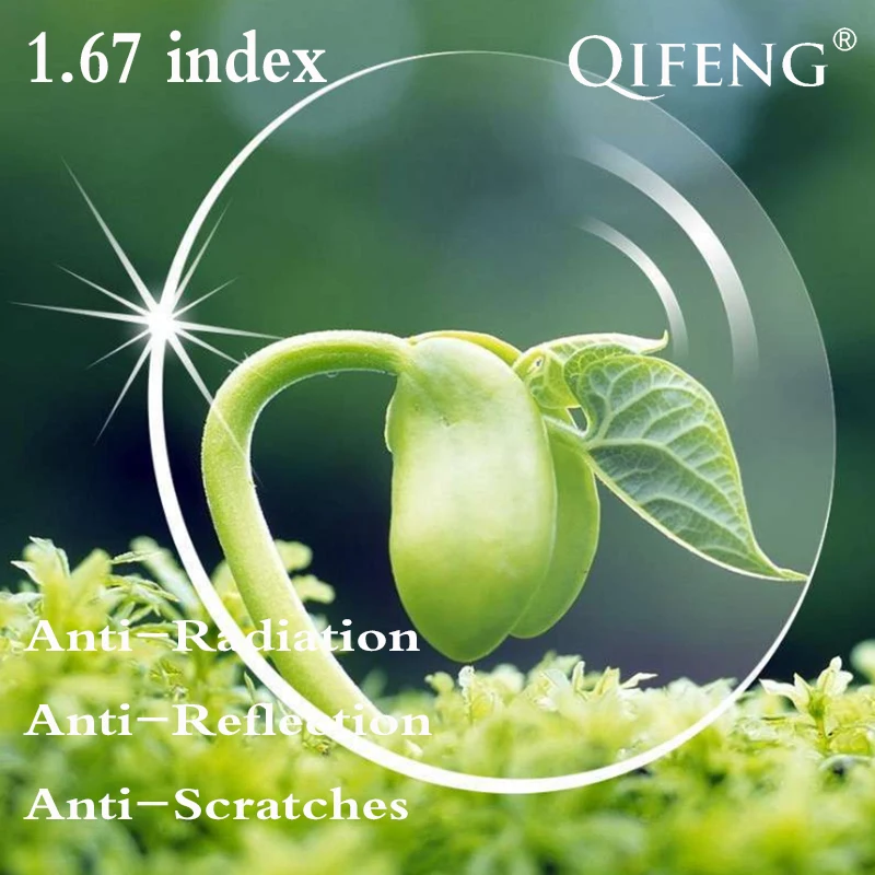 1.67 Index Aspheric Prescription Lens CR-39 Myopia Presbyopia Hard Lens Anti-Reflective Glasses Anti-Radiation 2 PCS QF134 1 56 1 61 1 67 index aspheric mirror polarized colored optical prescription lens myopia presbyopia recipe lenses for eye glasses