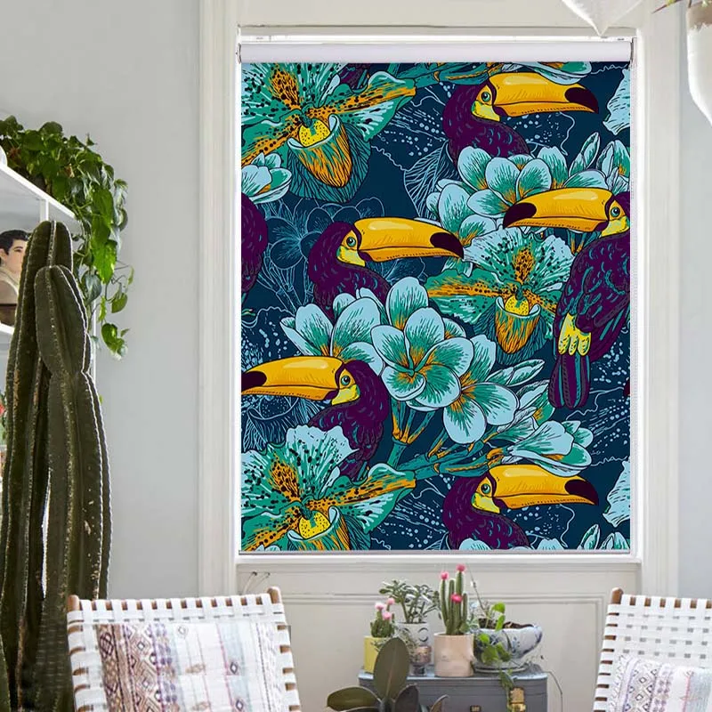 MOMO Roller Shades Blinds Blackout Water-Proof Window Curtains Thermal Insulated Fabric Custom Size Flower 6 | Дом и сад