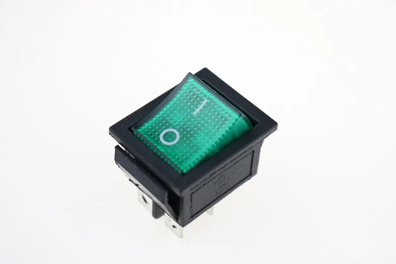 Green On-Off 4pin KCD4 вкл.-ВЫКЛ.-ВКЛ. 6 P/вкл.-ВЫКЛ. 4P фиксация кулисный переключатель 16A 250VAC цветной светильник - Цвет: Green On-Off 4pin