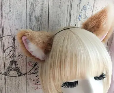 20 1 pcs multicolor Lovely Bell Hairwear Women Fashion Party Charming Lovely Fox Cat Ear Fur Hair Clip Hairband - Цвет: 20