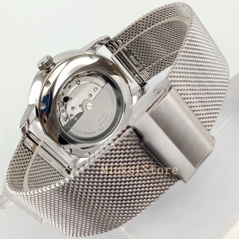 40 мм маховик белые механические Автоматические часы новый роскошный бренд