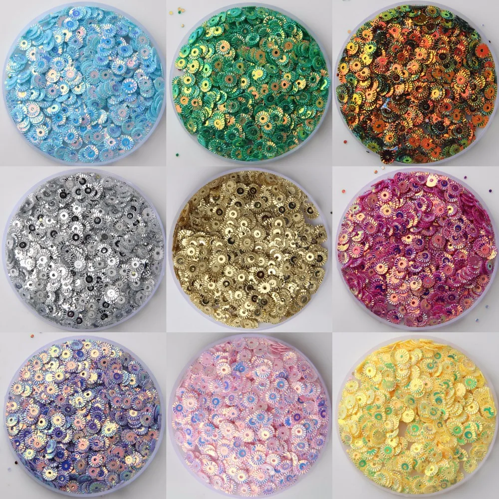 

700Pcs/Pack 6mm Flat Embossing Flower Shape Sequins Paillettes Sewing Wedding Craft, Women Garments Stickers Accessories