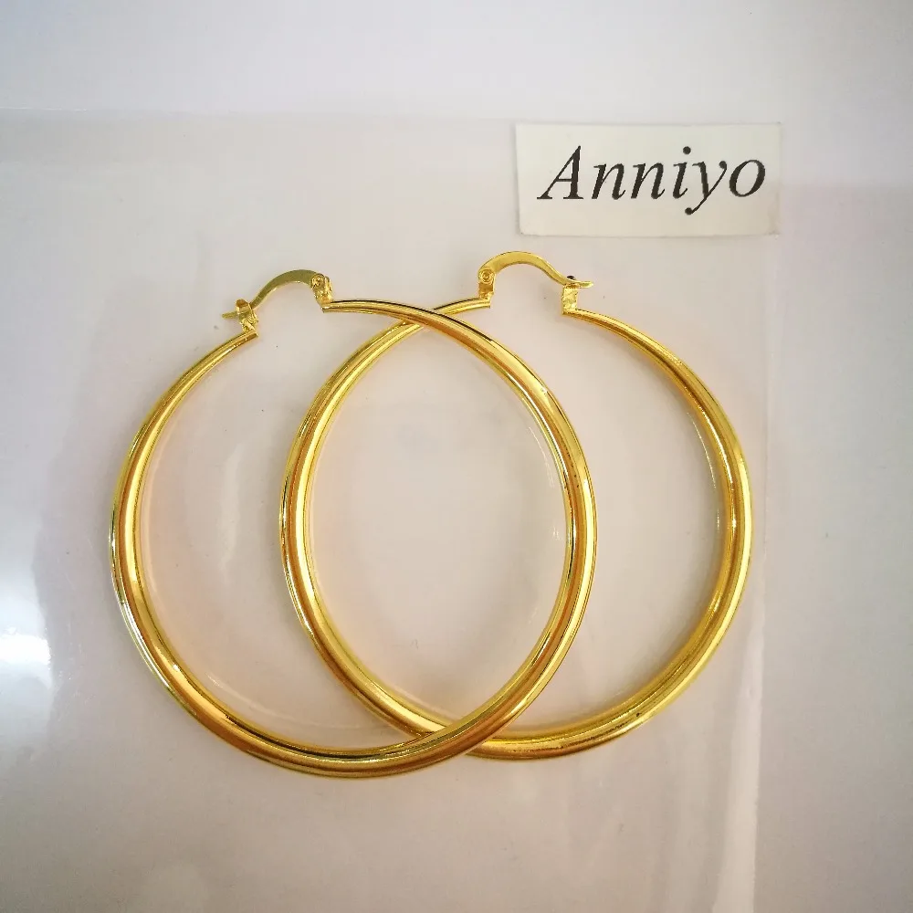 Африканские серьги кольца Anniyo 6 см для женщин золотой цвет и медь круглые