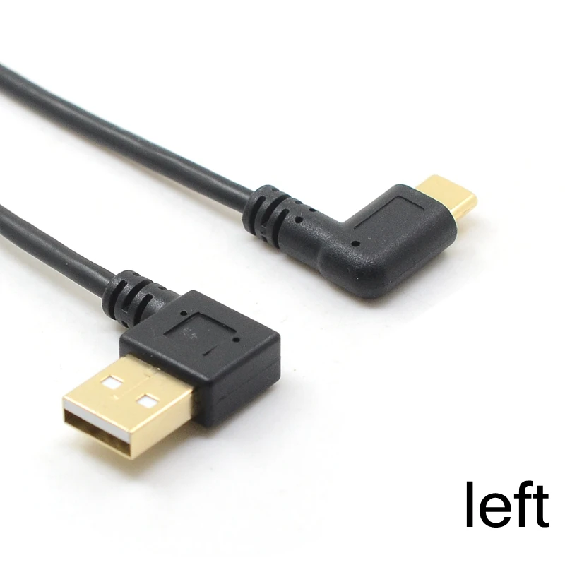 Left 20 см USB 2,0 A мужской 90 градусов вправо влево вверх вниз угловой локоть к USB 3,1 Тип C Локоть Мужской конвертер кабель синхронизации данных и зарядки - Цвет: Left