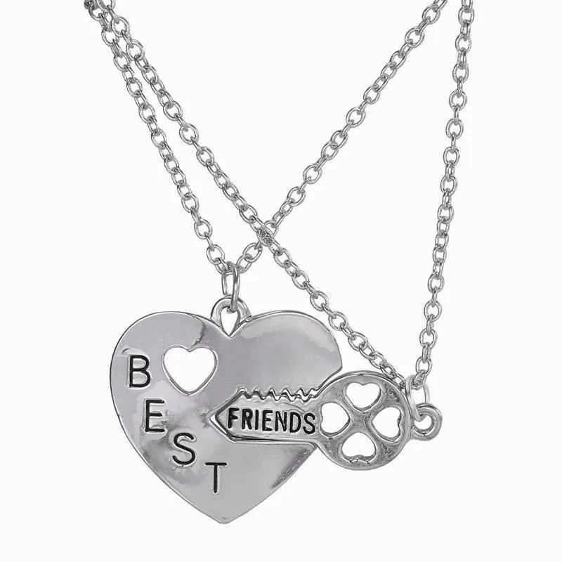 2 шт./компл. Best Friend Key подвеска в виде сердца Очаровательная цепочка ожерелье для