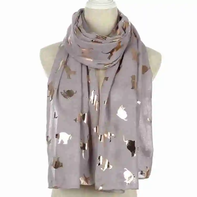 Grey Long Winfox модные черный, розовый серый темно шарф для женщин женские блестящие Фольга Золотой металлик кошачий шарф обёрточная бумага шаль - Цвет: Grey Long