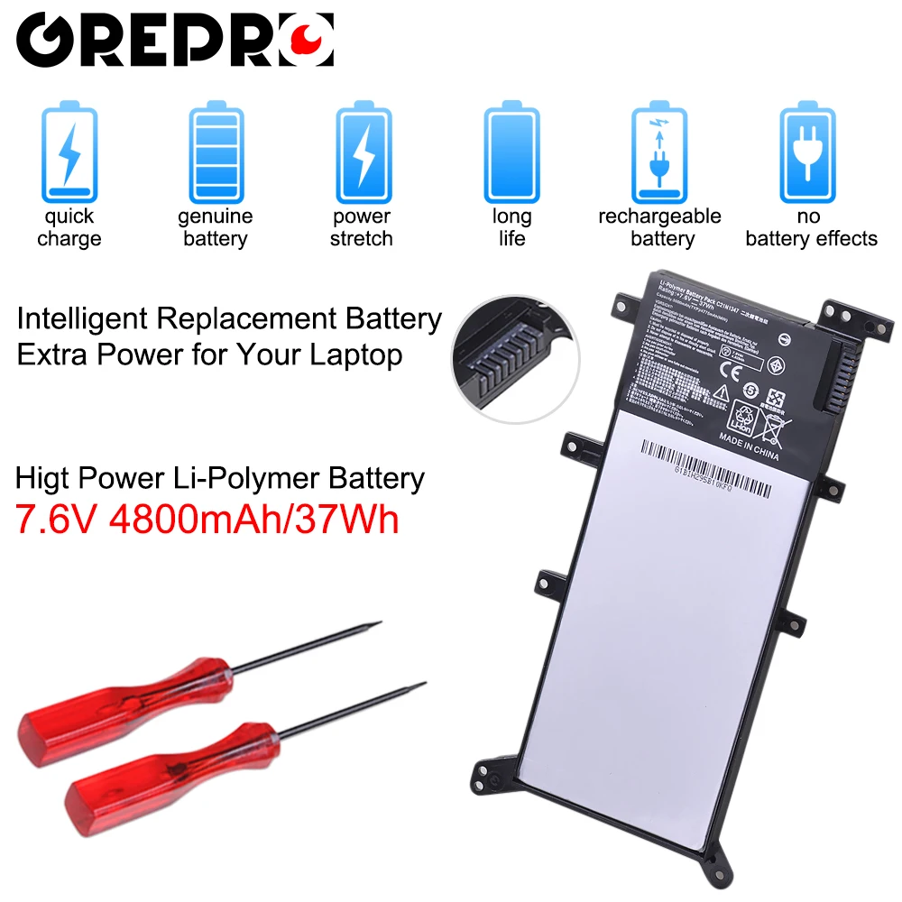 X555 4800 мА/ч, 37Wh C21N1347 Аккумулятор для ноутбука ASUS X555 X555L X555LD F555UA F555UB F555UJ F555UF K555L Y583LD 2ICP4/63/134
