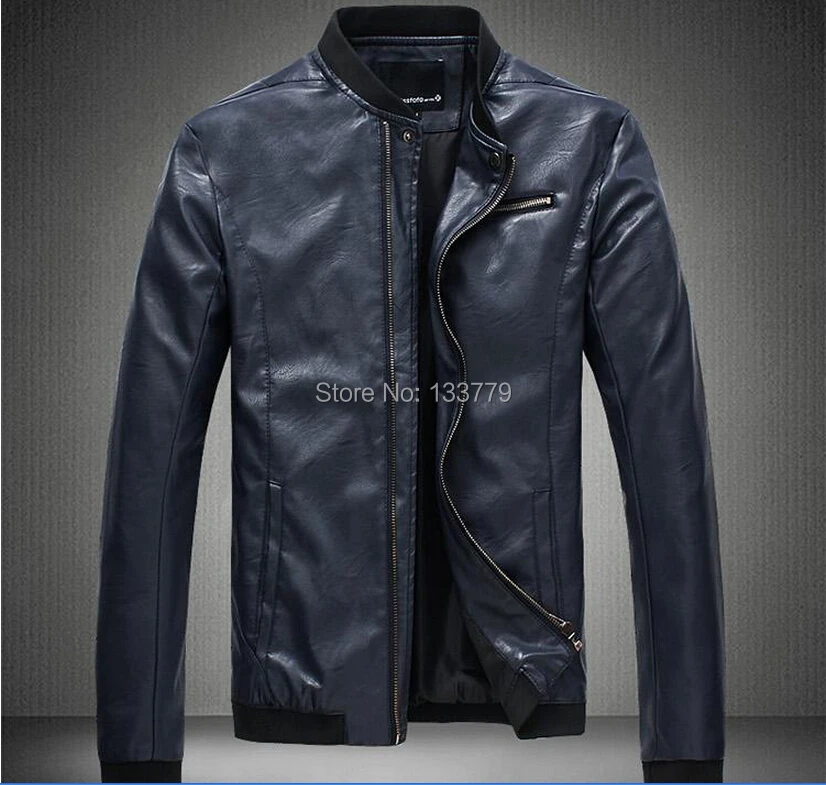 Spring New Men's sheep leather slim motorcycle jackets men black zipper sport plus-size coat fat people coats 5XL 3XL | Мужская