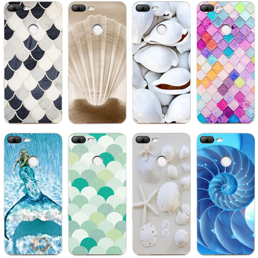 28H Fashion Sexy Bikini Shell Mermaid Tail Scale Soft Silicone Tpu Cover phone Case for huawei Honor 9 Lite 10 p lite | Мобильные