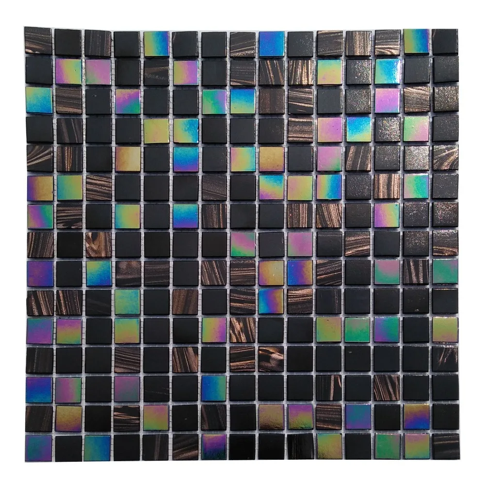 12x12 ''Роскошные Радуга Классическая черно-белую стекло золотистого линия