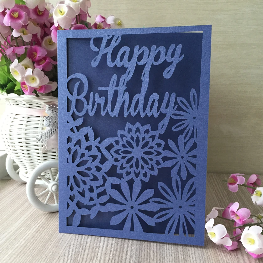 20 шт. с цветами лазерной резки Глянцевая мерцание довольно счастливое