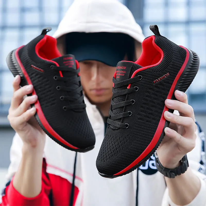 Мужская сетчатая обувь для бега мужская на шнуровке легкие удобные дышащие