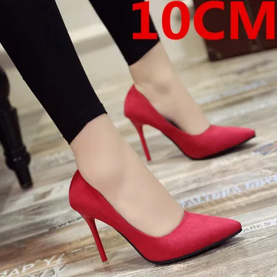 10cm Новинка; черные женские тонкие туфли с острым носком на высоком каблуке-шпильке 10 см; профессиональная рабочая обувь - Цвет: 10cm