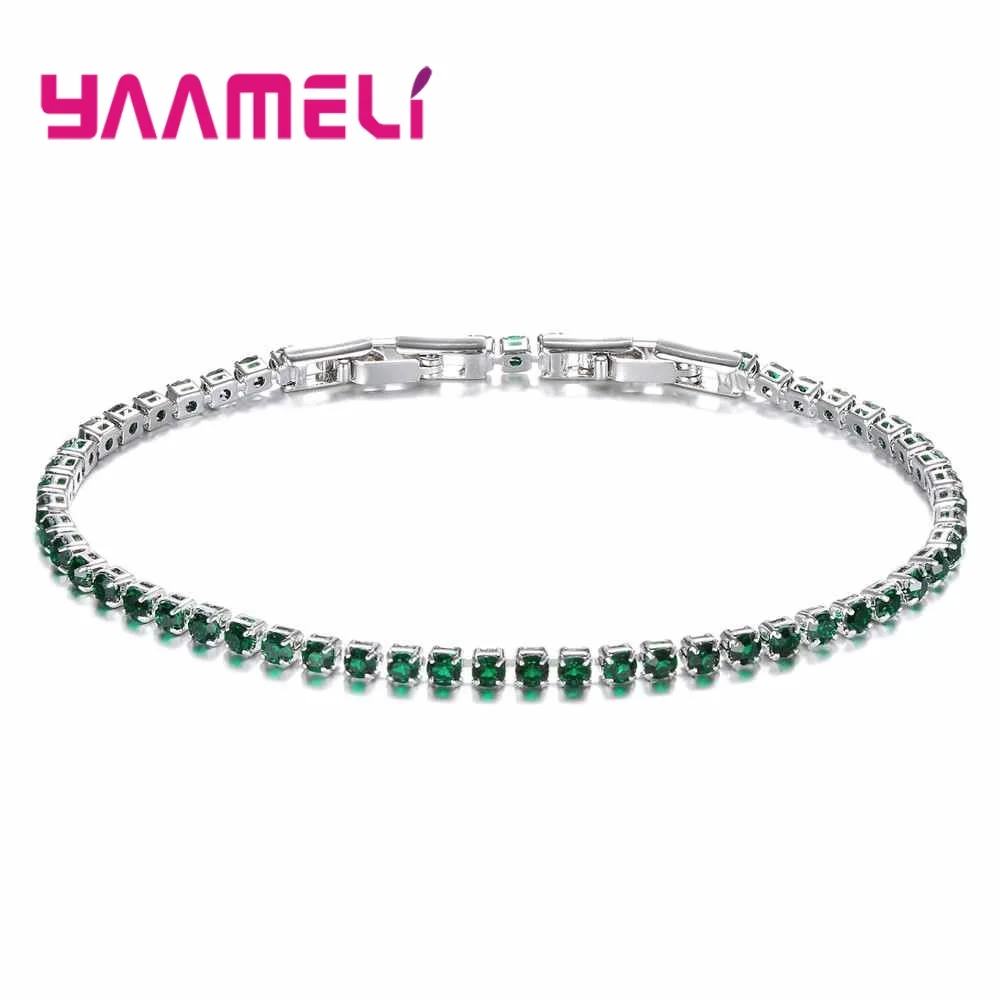 Dark Green Модные Любовные подарки 925 Чистый Прозрачный Кристалл зубчатая установка звено цепи для продажи модные очаровательные браслеты для женщин - Окраска металла: Dark Green