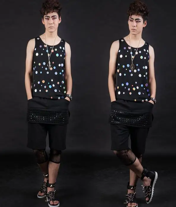 

The whole network limited edition vests man personality dot ds fashion male slim casual vest men factory connection clothing