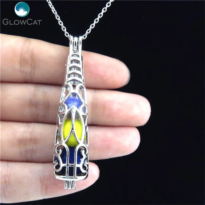 Серебряный медальон K259 длинный тотемный камень жемчужные бусины клетка цепочка