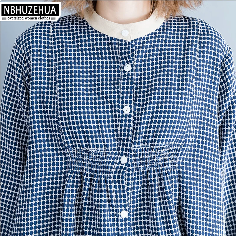NBHUZEHUA F80 женская блузка рубашка 5XL хлопок Осенние клетчатые базовые Топы