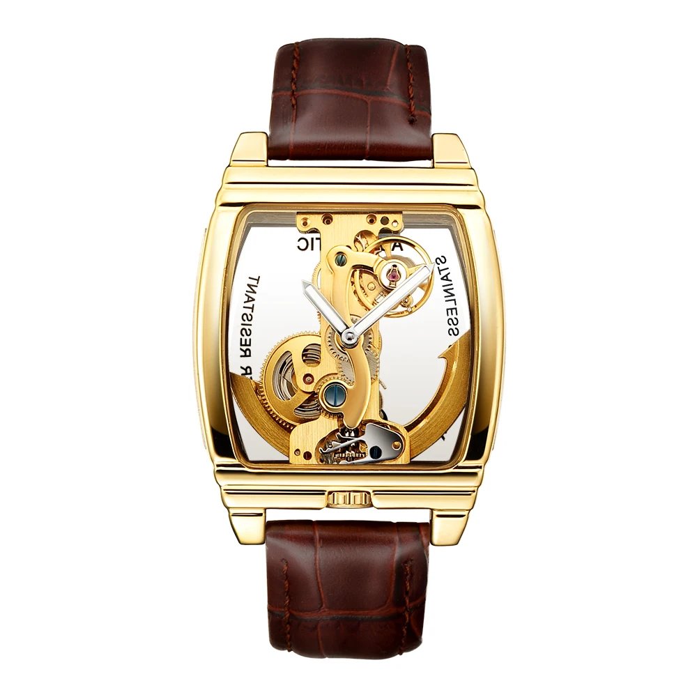 Мужские автоматические часы SHENHUA Relojes Hombre роскошные механические с золотым