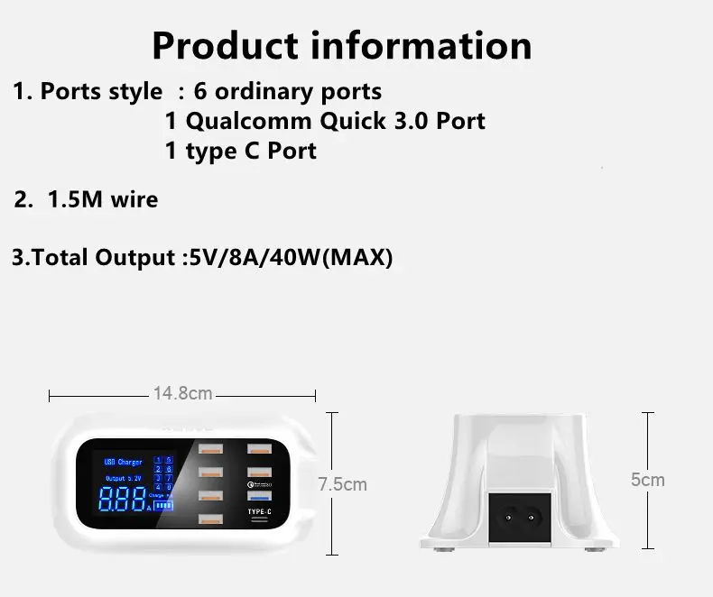 Зарядное устройство для iPhone Samsung Huawei xiaomi адаптер быстрой зарядки 3 0 умное