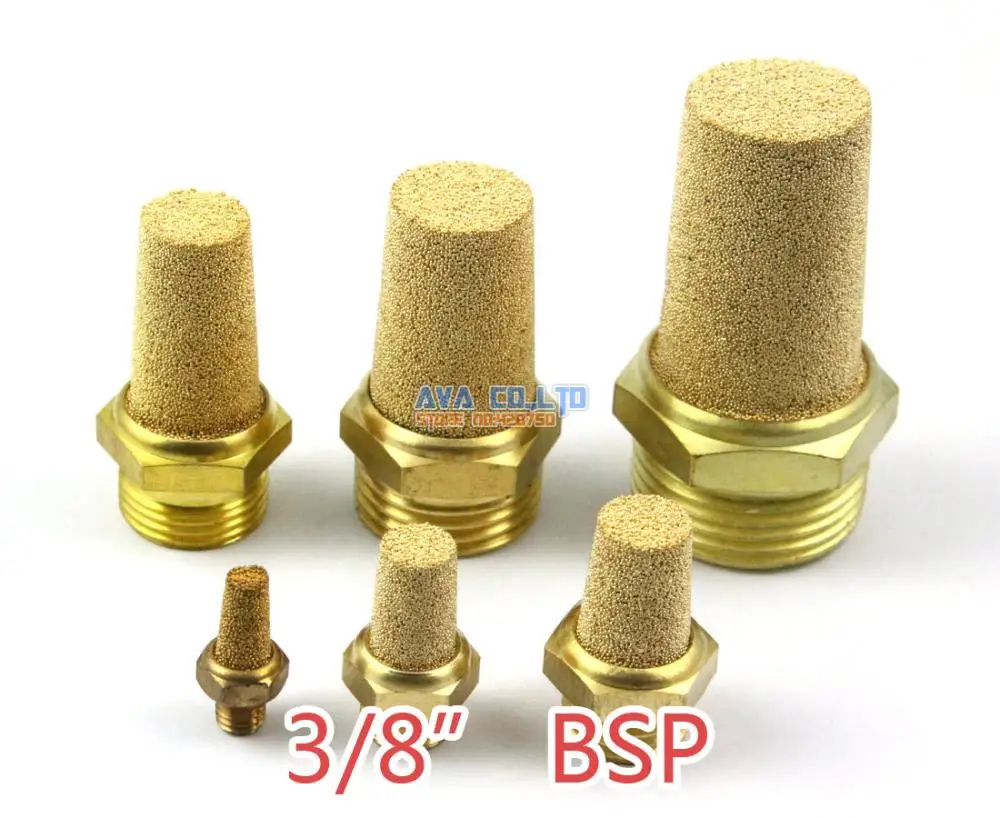 

10 Pieces 3/8" BSP Pneumatic Brass Silencer Connector Noise Reduce Air Valve Muffler Fitting