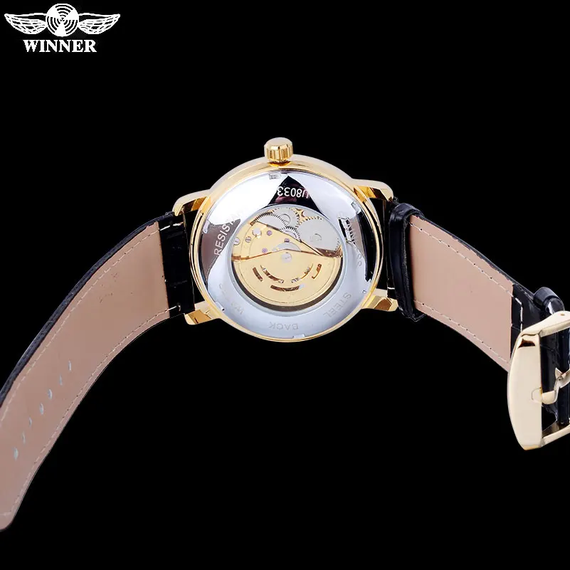 Часы наручные WINNER Мужские механические брендовые автоматические золотистые с