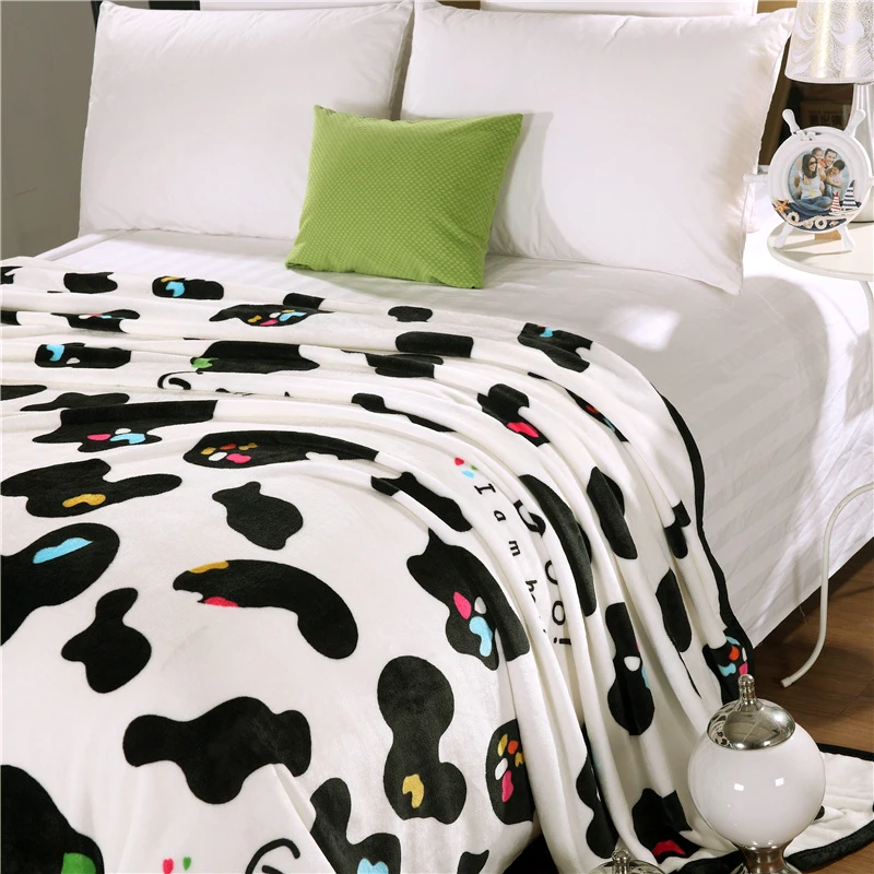Цветное Коралловое Флисовое одеяло с рисунком коровы 1 шт. теплое Модное микро