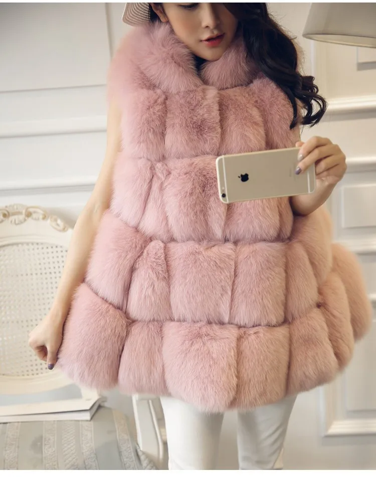 Faux Fur Coat Women Casual Hoodies Warm Slim Pocket Long Sleeve Faux Fox Fur Winter Coat Women casaco feminino Plus Size