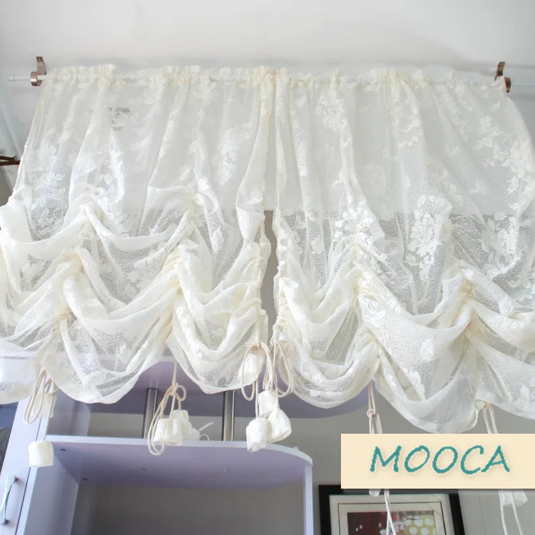 Кружевная занавеска цвета слоновой кости с рюшами винтажная декоративная для