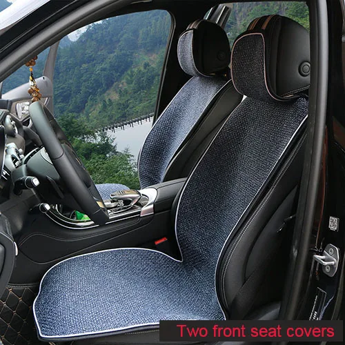 Two front seats Biue 2 шт., искусственный льняной чехол для автокресла, осень и зима, Новинка/универсальные чехлы для автокресла, накидка, подходит для большинства автомобилей - Название цвета: Two front seats Biue