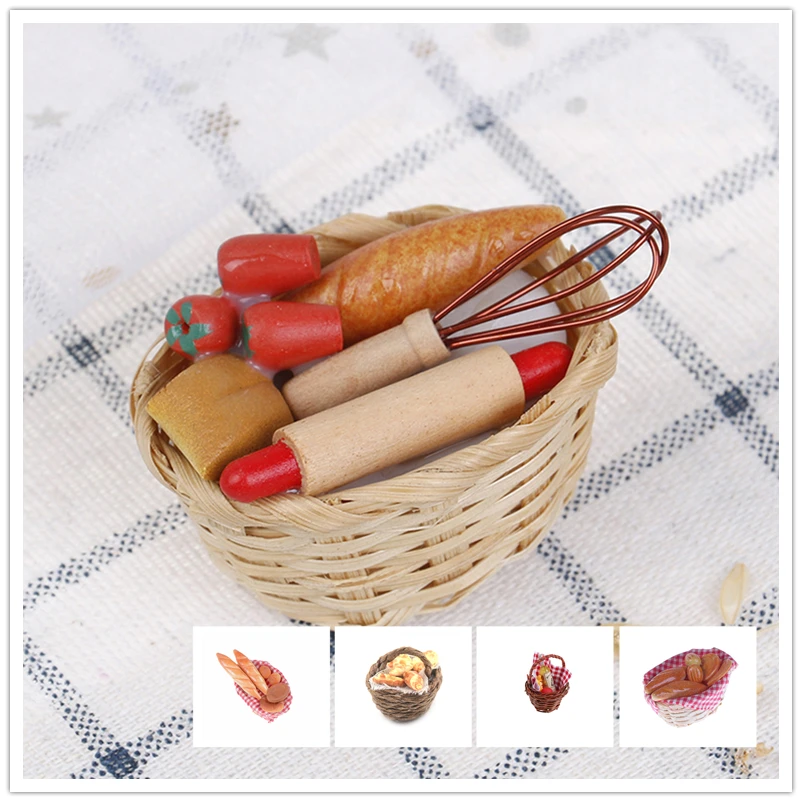 1:12 Кукольный домик миниатюрная пищевая игрушка обеденный фрукт бамбуковый хлеб