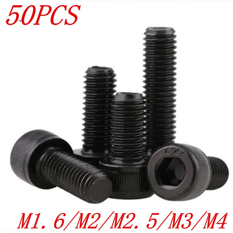 Винты с шестигранной головкой 50 шт. M1.6/M2/M2.5/M3/M4 DIN912 класс 12 9 черные | Обустройство