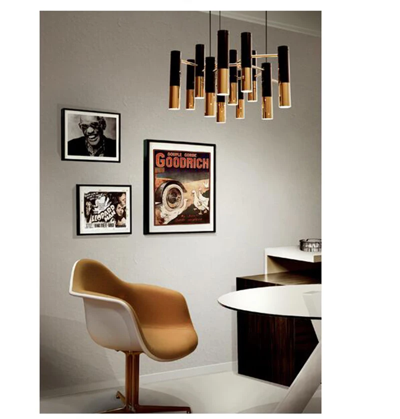 Железный постмодерн простой подвесной светильник черный белый золотой арт-деко