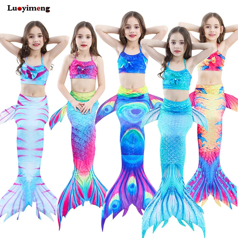 Детский костюм для плавания с хвостом русалки девочек летнее платье косплей