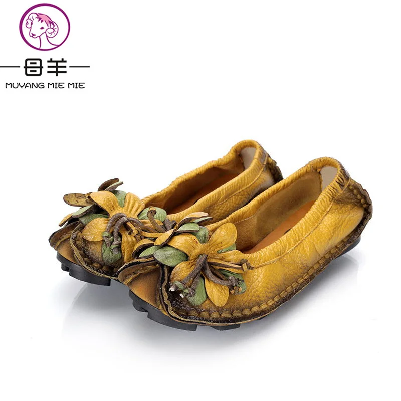 Женские туфли ручной работы из натуральной кожи на плоской подошве | Обувь